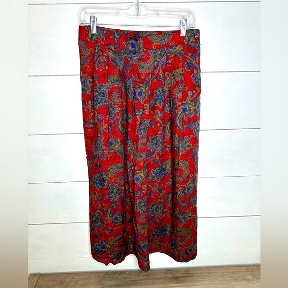 Vintage Worthington Tall Paisley Red Rayon Skirt Made in USA Women's - Size 14T - Picture 1 of 6
